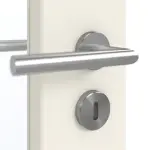 Detailansicht der Oberfläche von GARANT Doppelflügeltür Corona 834 Weißlack 9010 CePaL mit Lichtausschnitt LA-4 schlossseitig mit Zarge