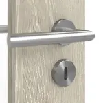 Detailansicht der Oberfläche von CLASSEN Doppelflügeltür Glas M6 Kendal Eiche CPL mit Lichtausschnitt (Sprossen) inkl. Zarge