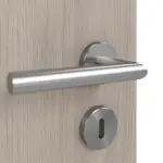 Detailansicht der Oberfläche von WESTAG Doppelflügeltür Sala Eiche Ei 443 Portalit CPL mit Lichtausschnitt LA-1B bandseitig inkl. Zarge