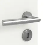 Detailansicht der Oberfläche von WESTAG Doppelflügeltür Sira Weiß ähnl. RAL 9003 Westalack Soft mit Lichtausschnitt LA-1B bandseitig inkl. Zarge