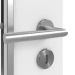 Detailansicht der Oberfläche von WESTAG Doppelflügeltür Bianco Kos FX 0032 Fenix NTM mit Lichtausschnitt LA-1D schlossseitig inkl. Zarge