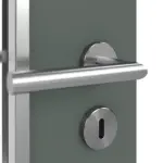 Detailansicht der Oberfläche von WESTAG Doppelflügeltür Verde Comodoro FX 0750 FENIX NTM mit Lichtausschnitt LA-1D schlossseitig inkl. Zarge