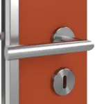 Detailansicht der Oberfläche von WESTAG Doppelflügeltür Rosso Namib FX 0789 Fenix NTM mit Lichtausschnitt LA-1D schlossseitig inkl. Zarge