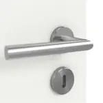 Detailansicht der Oberfläche von WESTAG Doppelflügeltür Sira Weiß ähnl. RAL 9003 Westalack Soft mit Lichtausschnitt Bullauge LA-KR 350 inkl. Zarge