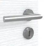 Detailansicht der Oberfläche von CLASSEN Doppelflügeltür Weiß Struktur CPL 4.11 mit Lichtausschnitt mit Zarge