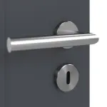 Detailansicht der Oberfläche von CLASSEN Doppelflügeltür Graphit CPL 4.4 mit Lichtausschnitt mit Zarge