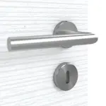 Detailansicht der Oberfläche von CLASSEN Doppelflügeltür Weiß Struktur CPL 4.6 mit Lichtausschnitt mit Zarge