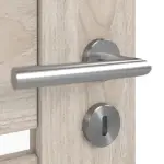 Detailansicht der Oberfläche von CLASSEN Doppelflügeltür Greco M6 Nuss Kolumbia hell 3D Look mit Lichtausschnitt inkl. Zarge