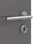 Detailansicht der Oberfläche von Huga Doppelflügeltür Signum 34 Hygge grau RAL 7037 Lack Concept mit Zarge