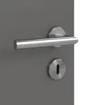 Detailansicht der Oberfläche von HÖRMANN Doppelflügeltür Groove 93 Staubgrau RAL 7037 Lack DesignLine mit Zarge