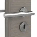 Detailansicht der Oberfläche von LEBO Doppelflügeltür Strukturiert Taupe Versio mit Lichtausschnitt LA 11 inkl. Zarge