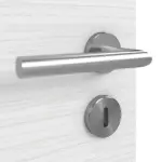 Detailansicht der Oberfläche von LEBO Doppelflügeltür Strukturiert Weiß ähnl. RAL 9016 Versio mit Lichtausschnitt LA 24 bandseitig inkl. Zarge