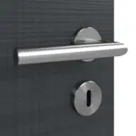 Detailansicht der Oberfläche von LEBO Doppelflügeltür Cotton Like Anthrazit ähnl. RAL 7016 Versio mit Lichtausschnitt LA 24 bandseitig inkl. Zarge