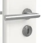 Detailansicht der Oberfläche von LEBO Doppelflügeltür Ultramatt Weiß ähnl. RAL 9016 Versio mit Lichtausschnitt LA 24 schlossseitig inkl. Zarge