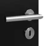 Detailansicht der Oberfläche von LEBO Doppelflügeltür Ultramatt Schwarz ähnl. RAL 9005 Versio mit Lichtausschnitt LA 4 mittig inkl. Zarge