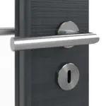 Detailansicht der Oberfläche von LEBO Doppelflügeltür Cotton Like Anthrazit ähnl. RAL 7016 Versio mit Lichtausschnitt LA 7 inkl. Zarge