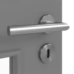 Detailansicht der Oberfläche von LEBO Doppelflügeltür Ultramatt Hygge Grau ähnl. RAL 7037 Versio mit Lichtausschnitt LA 9 inkl. Zarge