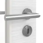 Detailansicht der Oberfläche von LEBO Doppelflügeltür Strukturiert Weiß ähnl. RAL 9016 Versio mit Lichtausschnitt LA-DIN inkl. Zarge