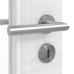 Detailansicht der Oberfläche von LEBO Doppelflügeltür Cotton Like Weiß ähnl. RAL 9016 Versio mit Lichtausschnitt LA-DIN inkl. Zarge