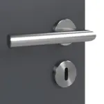 Detailansicht der Oberfläche von CLASSEN Doppelflügeltür Natura HK/HB M2 Graphit RAL 7024 CPL mit Lichtausschnitt und Zarge