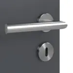 Detailansicht der Oberfläche von CLASSEN Doppelflügeltür Natura HK/HB M5 Graphit RAL 7024 CPL mit Lichtausschnitt und Zarge