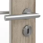 Detailansicht der Oberfläche von HÖRMANN Doppelflügeltür Rail 1 Nordeiche Duradecor DesignLine mit Zarge