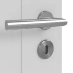 Detailansicht der Oberfläche von JELD-WEN Doppelflügeltür Shape 4F Nickelgrau ähnlich RAL 7047 ExpertLack mit Zarge