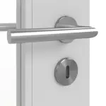 Detailansicht der Oberfläche von JELD-WEN Doppelflügeltür Shape 1F Nickelgrau ähnlich RAL 7047 ExpertLack mit Lichtausschnitt LA-1G mit Zarge