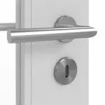 Detailansicht der Oberfläche von JELD-WEN Doppelflügeltür Shape 4FS Nickelgrau ähnlich RAL 7047 ExpertLack mit Lichtausschnitt LA-2G mit Zarge