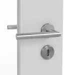 Detailansicht der Oberfläche von JELD-WEN Doppelflügeltür Shape Zero Nickelgrau ähnlich RAL 7047 ExpertLack mit Lichtausschnitt LÖ-33 mit Zarge