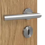 Detailansicht der Oberfläche von CLASSEN Doppelflügeltür Tetyda M3 Grandson Eiche Iridium mit Lichtausschnitt inkl. Zarge