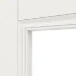 Detailansicht des Lichtausschnitts von LEBO Innentür Country 40 Weißlack mit Lichtausschnitt 2 LA oben