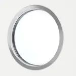 Detailansicht des Lichtausschnitts von Schiebetür Ultramatt Weiß LA Bullauge Basic - Huga