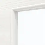 Detailansicht des Lichtausschnitts von HÖRMANN Doppelflügeltür Gebürstetes Weiß quer Duradecor ProLine mit Lichtausschnitt LA 11 mit Zarge