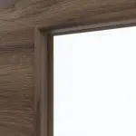 Detailansicht des Lichtausschnitts von HÖRMANN Doppelflügeltür Alpineiche quer Duradecor ProLine mit Lichtausschnitt LA 24 mittig mit Zarge