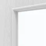 Detailansicht des Lichtausschnitts von Huga Doppelflügeltür Eiche Weiß Durat Basic mit Lichtausschnitt LA-DIN mit Zarge