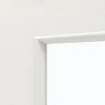 Detailansicht des Lichtausschnitts von GARANT Doppelflügeltür Corona 734 Quer Authentic Bianco CePaL mit Lichtausschnitt LA-4 schlossseitig mit Zarge