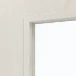 Detailansicht des Lichtausschnitts von CLASSEN Doppelflügeltür Demeter M4 Esche Weiß 3D Look mit Lichtausschnitt inkl. Zarge