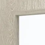 Detailansicht des Lichtausschnitts von CLASSEN Doppelflügeltür Glas M5 Kendal Eiche CPL mit Lichtausschnitt (Sprossen) inkl. Zarge