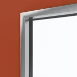 Detailansicht des Lichtausschnitts von WESTAG Doppelflügeltür Rosso Namib FX 0789 Fenix NTM mit Lichtausschnitt LA-1B bandseitig inkl. Zarge