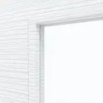 Detailansicht des Lichtausschnitts von CLASSEN Doppelflügeltür Weiß Struktur CPL 4.2 mit Lichtausschnitt mit Zarge