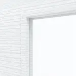 Detailansicht des Lichtausschnitts von CLASSEN Doppelflügeltür Weiß Struktur CPL 4.5 mit Lichtausschnitt mit Zarge