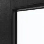 Detailansicht des Lichtausschnitts von LEBO Doppelflügeltür Cotton Like Schwarz ähnl. RAL 9005 Versio mit Lichtausschnitt LA 4 mittig inkl. Zarge