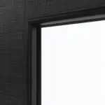 Detailansicht des Lichtausschnitts von LEBO Doppelflügeltür Cotton Like Schwarz ähnl. RAL 9005 Versio mit Lichtausschnitt LA 7 inkl. Zarge