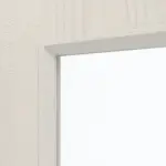Detailansicht des Lichtausschnitts von CLASSEN Doppelflügeltür Modena 4 LA 4/4 Esche Weiß 3D Look inkl. Zarge mit Lichausschnitt