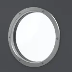 Detailansicht des Lichtausschnitts von CLASSEN Doppelflügeltür Natura HK/HB M1 Graphit RAL 7024 CPL mit Bullauge und Zarge