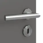 Detailansicht der Oberfläche von Huga Innentür Hygge grau RAL 7037 Duradecor Basic mit Lichtausschnitt LA 14