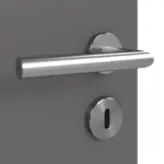 Detailansicht der Oberfläche von Huga Innentür Hygge grau RAL 7037 Duradecor Basic mit Lichtausschnitt LA 4 mittig