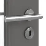 Detailansicht der Oberfläche von Huga Innentür Hygge grau RAL 7037 Duradecor Basic mit Lichtausschnitt LA 8