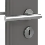 Detailansicht der Oberfläche von Huga Innentür Hygge grau RAL 7037 Lack Basic mit Lichtausschnitt LA-DIN